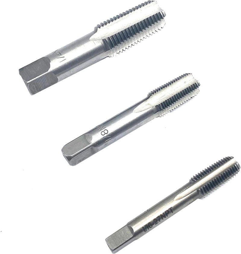 Smsucfuda 1/16",1/8",1/4" NPT Pipe Tap Set,3Pcs Carbon Steel Pipe Taps Cutting Tools Great for Various Mechanics DIY Thread Cutting and Cleaning - Image 3
